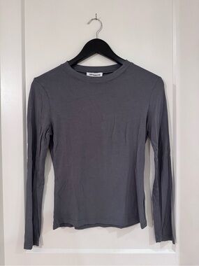 Gray Long Sleeve Crewneck Top